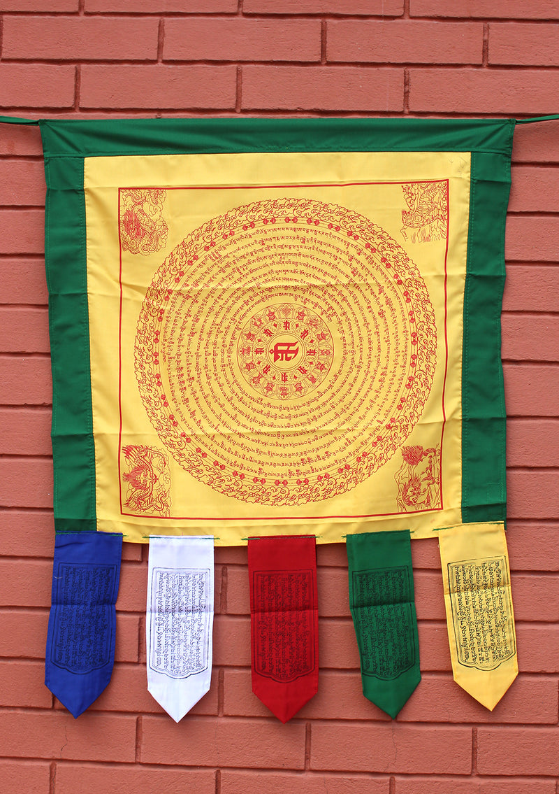 Yellow Color Namgyalma Powerful Mantra Printed Cotton Prayer Flags