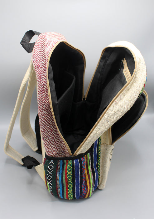 Multi-Color Cotton Mixed Buddha Printed Hemp Backpack - nepacrafts