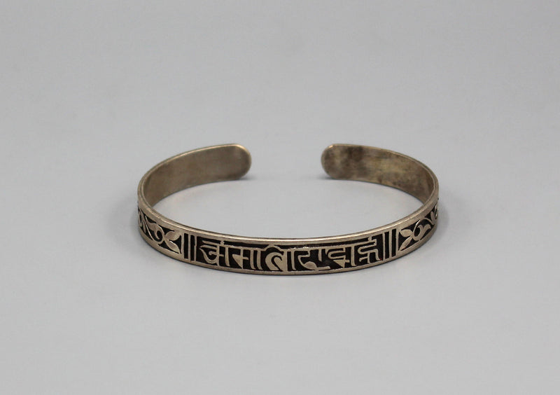 Om Mani Meditation Sterling Silver Bracelet - nepacrafts