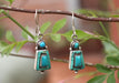 Tibetan Silver Sterling Turquoise Inlaid Earrings - nepacrafts