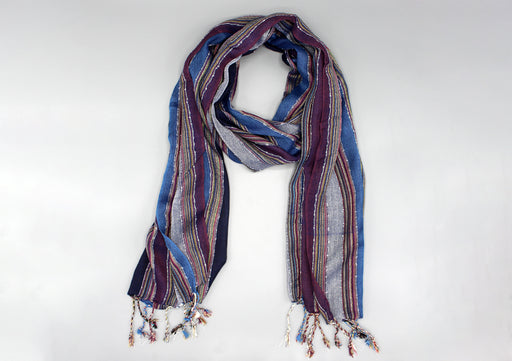 Blue and Purple Striped Women's Summer Scarf - nepacrafts