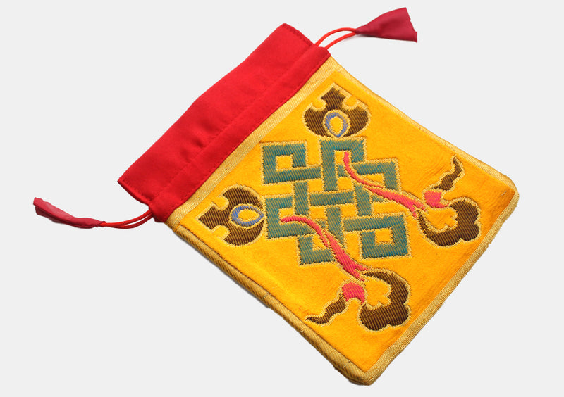 Auspicious Symbol Brocade Drawstring Jewelry Bag - nepacrafts