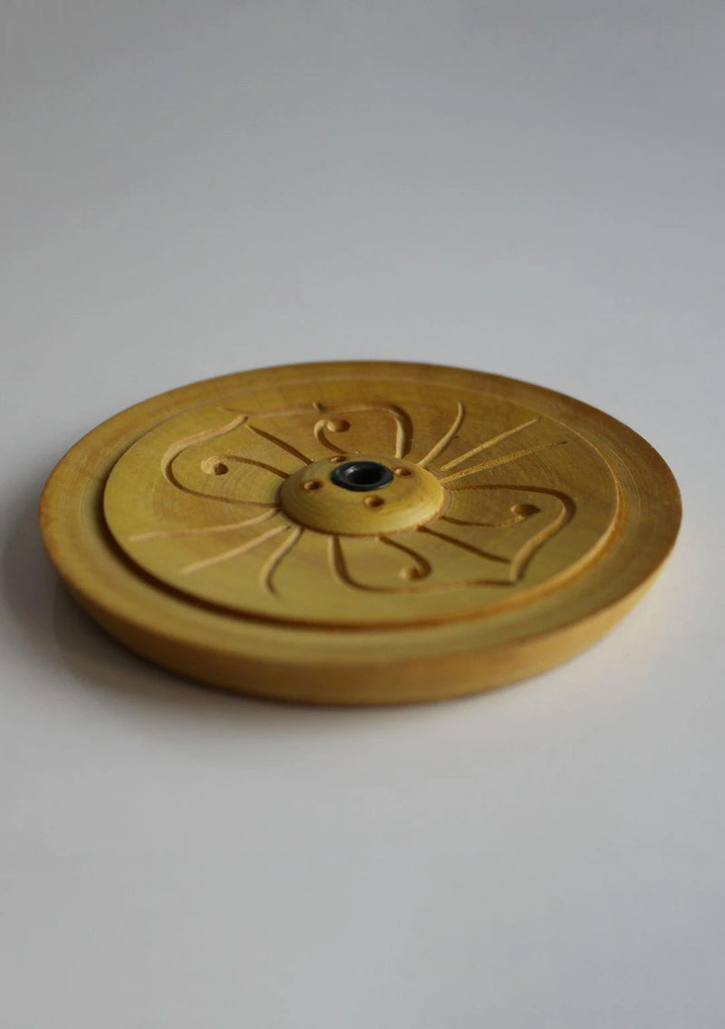 Flower Carved Tibetan Wooden Incense Burner