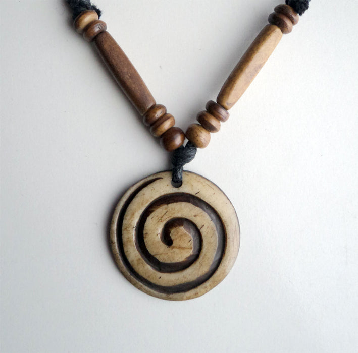 Spiral Design Bone Necklace - nepacrafts