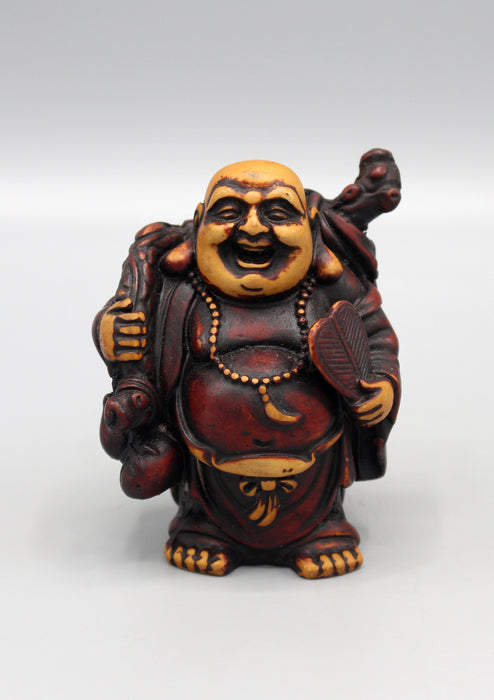 Laughing Buddha with Fan Resin Statue - nepacrafts