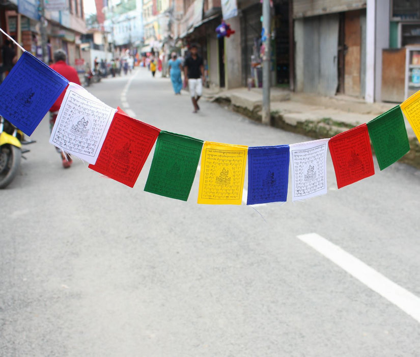 Mini Green Tara  Polyester Silk  Tibetan Prayer Flags