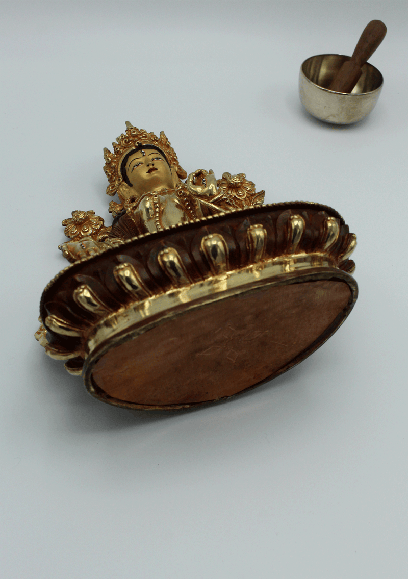 Gold Plated Amazing White Tara Statue 8 Inch SSST296