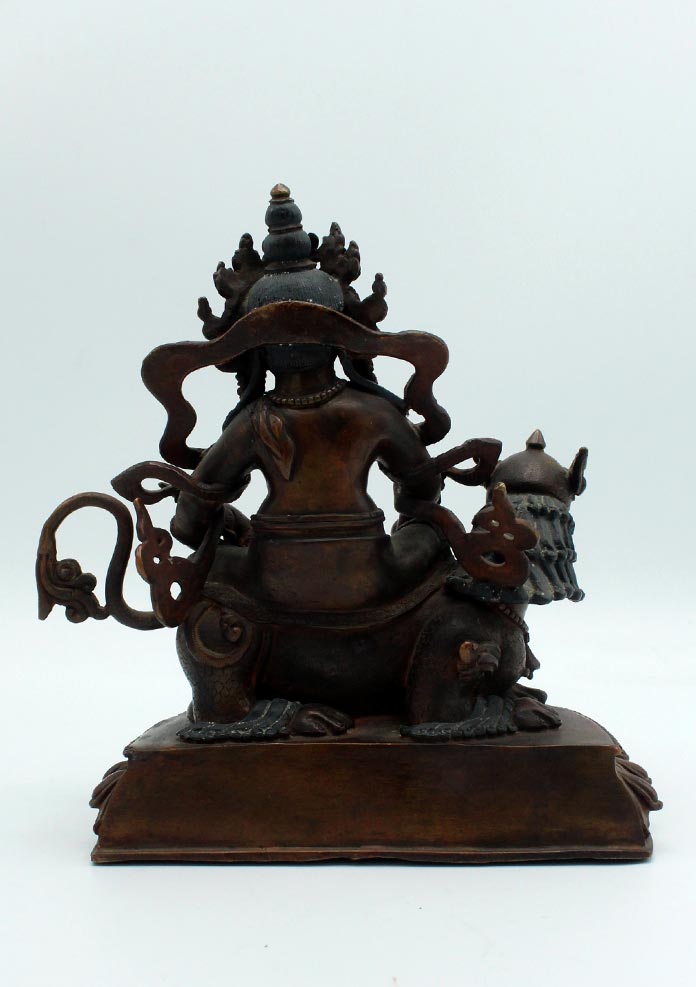 Copper Oxidized Singha Kubera Statue 7.5 Inches