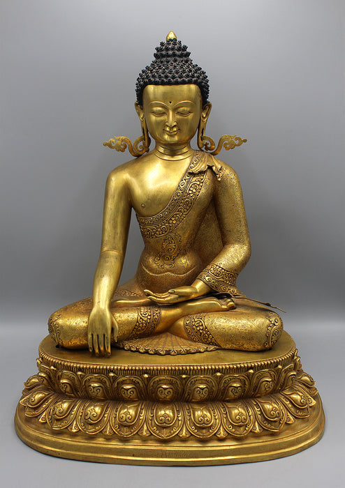 Bhumisparsha Mudra Shakyamuni Buddha Fully Gold Plated Statue