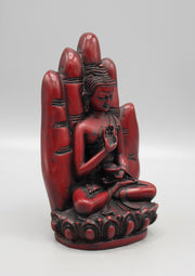 Blessing Palm  Maroon Buddha Resin Statue - nepacrafts