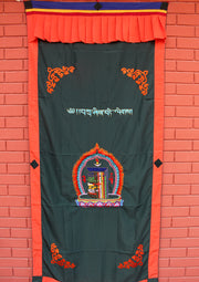Tibetan Kalchakra Embroidered Door Curtain/Hanging - nepacrafts