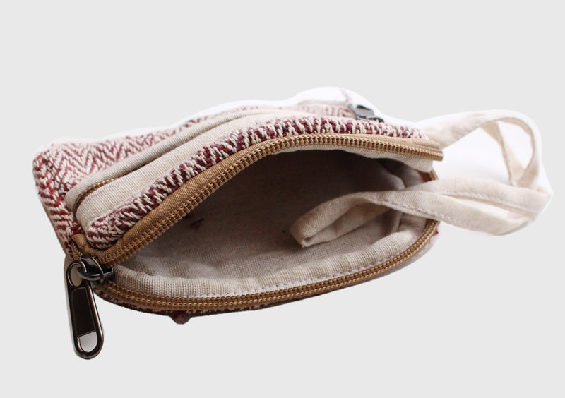Mini Zigzac Pattern Hemp Money/Cosmetics Zipper Purse - nepacrafts