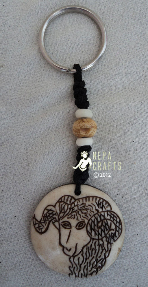 Hand carved Bone Keychain-Capricorn - nepacrafts