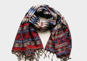 Black and Blue Jacquard Triangle Print Woolen Shawl - nepacrafts