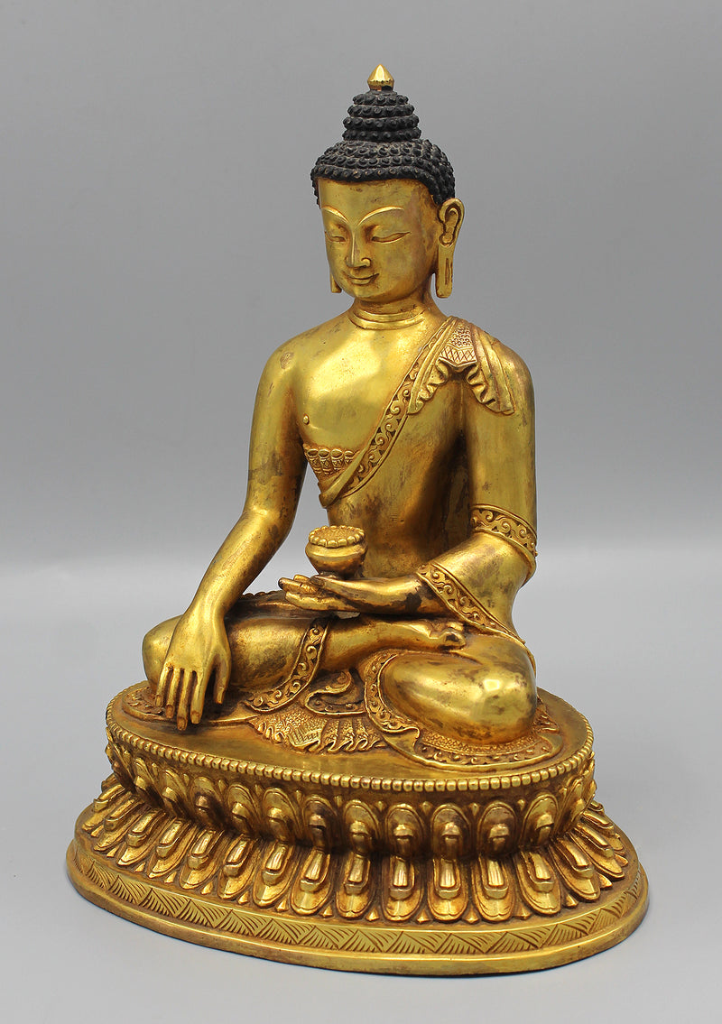 Shakyamuni Buddha Statue Fully Gold Plated - nepacrafts