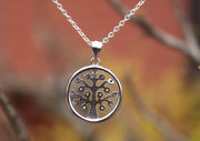 Sterling Silver Tree of Life Pendant with Multi Color Inlaid Stone - nepacrafts