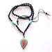Turquoise and Coral Inlaid Leaf Tibetan Om Pendant - nepacrafts