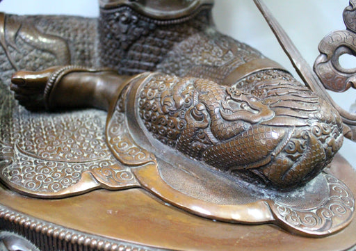 Skillfully Handcarved Copper Green Tara Statue 26" High - nepacrafts