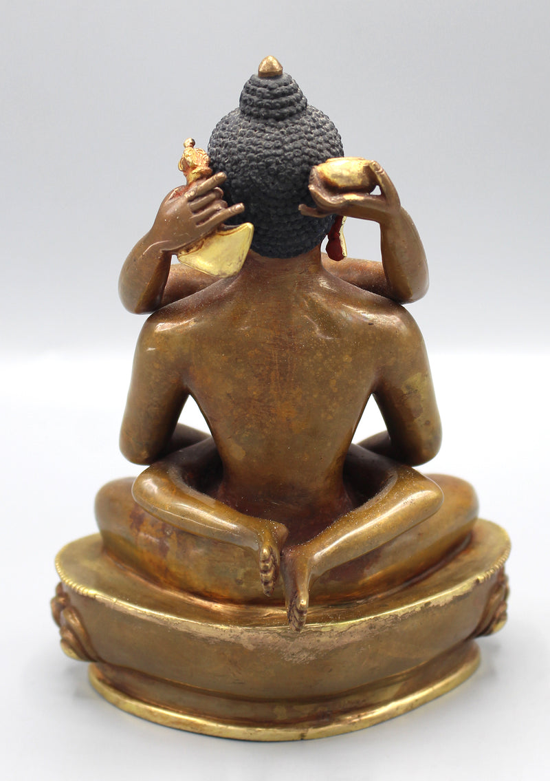 Gold Face Painted Copper Buddha Shakti Samantabhadra Statue