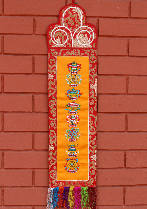 8 Auspicious Symbol Embroidery Wall Hanging - nepacrafts