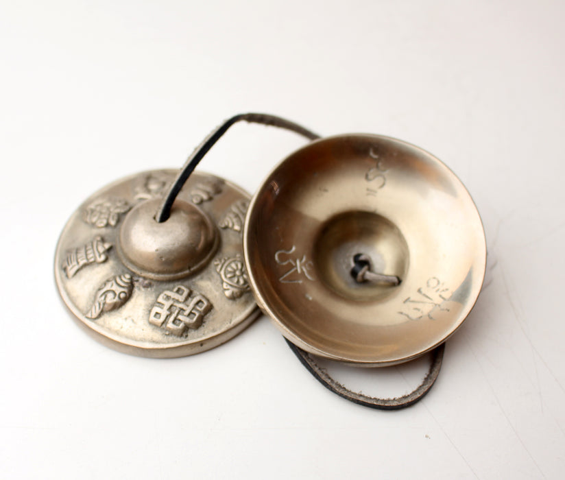 Tibetan Lucky Symbols Musical Tingsha or Cymbals 7 cm - nepacrafts