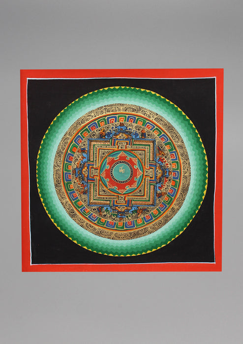 Black Cotton Canvas Cosmos Om Mandala Hand Painted Thangka