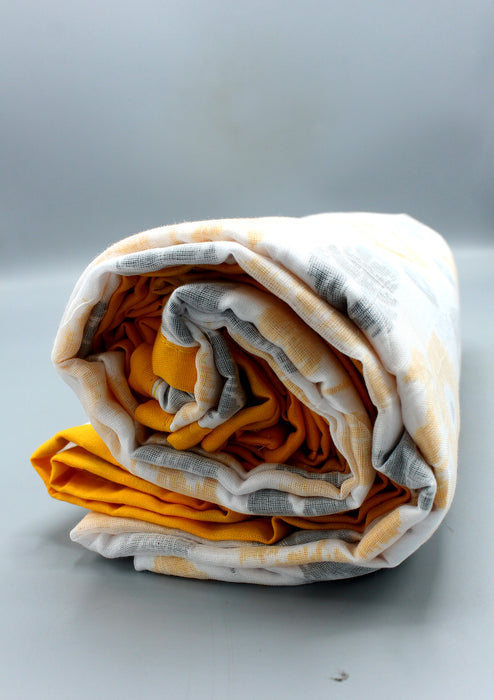 Malmal-Dhaka  Handwoven Three Layer Yellow Blanket