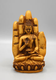 Blessing Palm Brown Buddha Resin Statue - nepacrafts