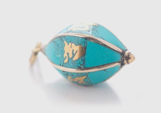 Turquoise Inlaid Om Mani Mantra Pendant - nepacrafts