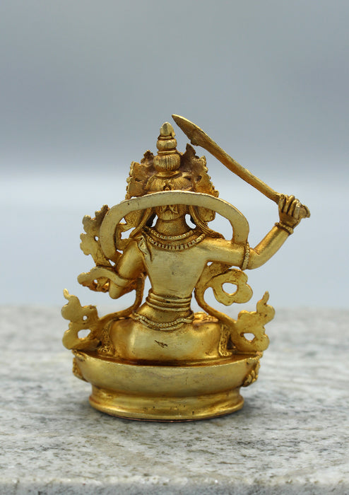 Gold Plated Manjushree Statue 3.5"