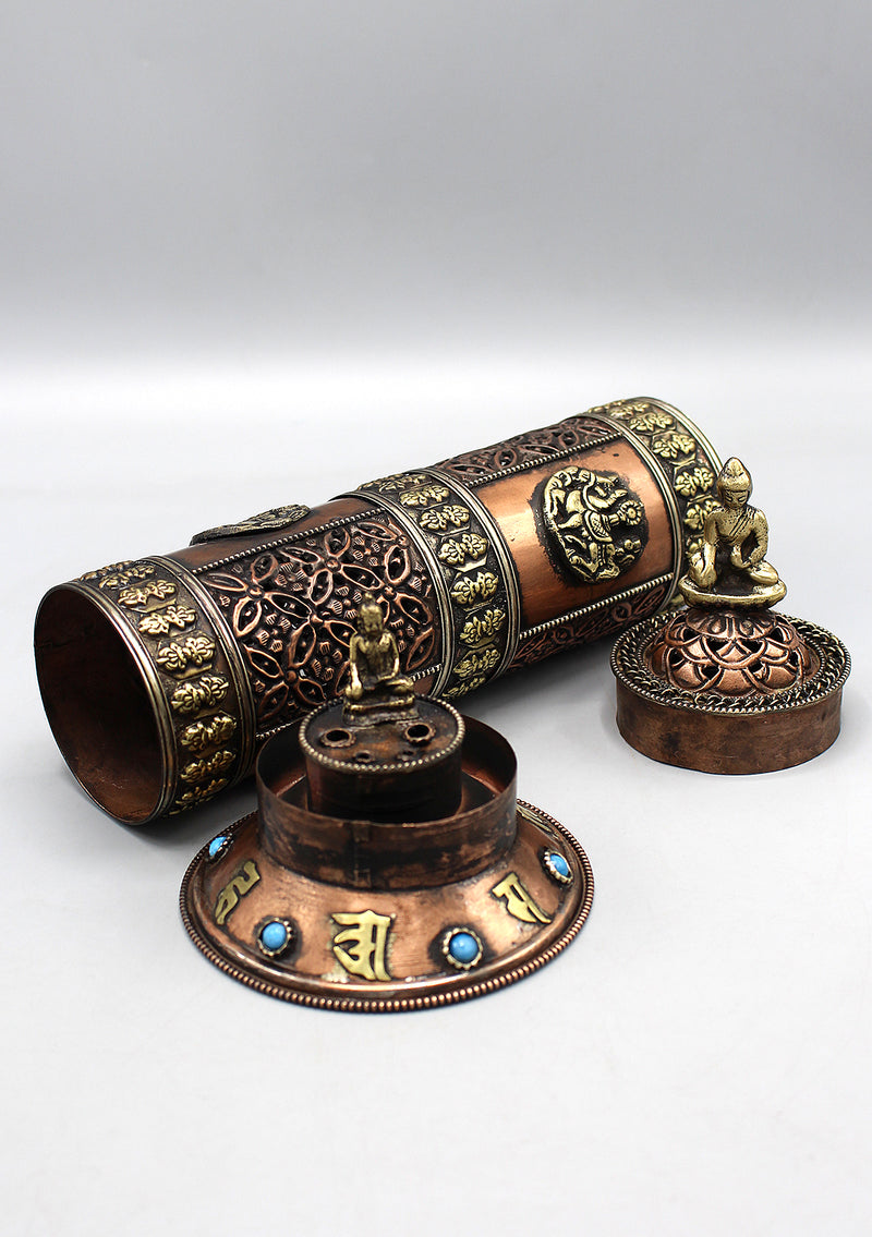 Finely Carving Vertical Buddha Copper Incense Holder
