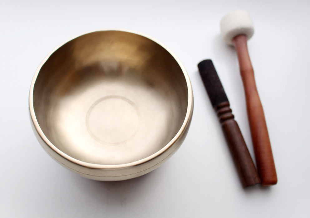 Tibetan Sangha Thearapy Singing Bowl Note # F with Cushion and Mallet - nepacrafts