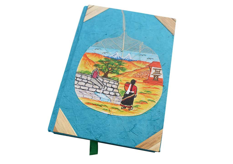 Traditional Nepalese Women Carrying Water Painted Journal Book - nepacrafts