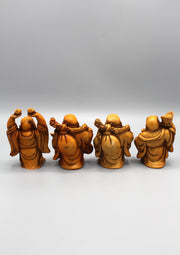 Set of 4 Brown Laughing Buddha Statue - nepacrafts