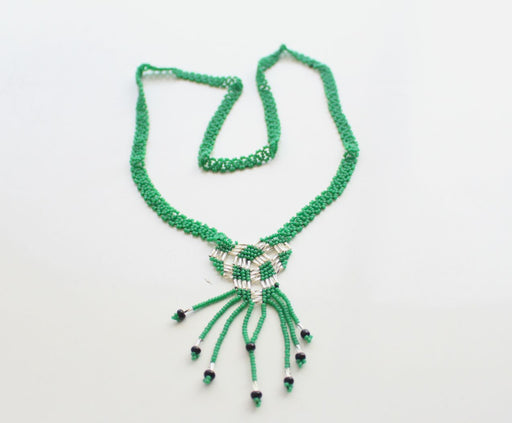 Green Color Glass Beads Women's Necklace - nepacrafts