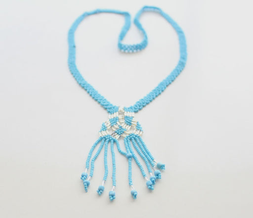Turquoise Color Glass Beads Women's Necklace - nepacrafts