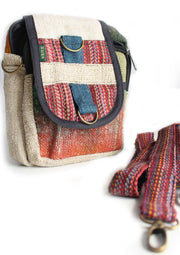 Maroon Mix Natural Hemp Cross Body Document Bag - nepacrafts