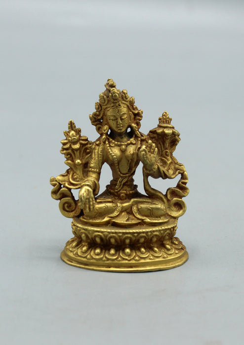 Gold Plated Mini WhiteTara Statue