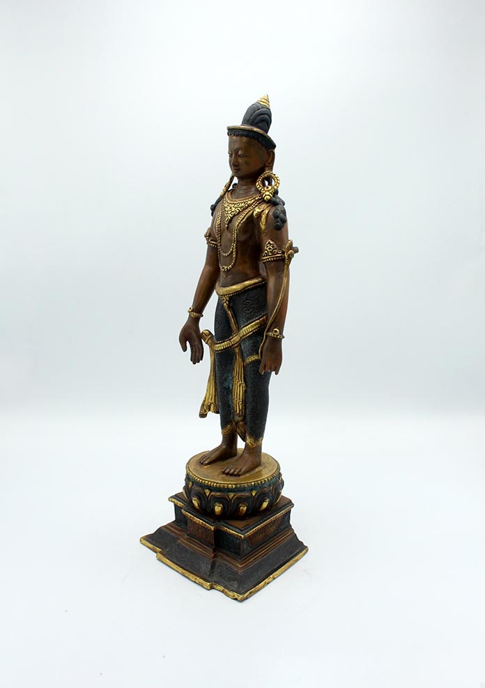 Copper Oxidized Standing Tara Statue 17 Inch