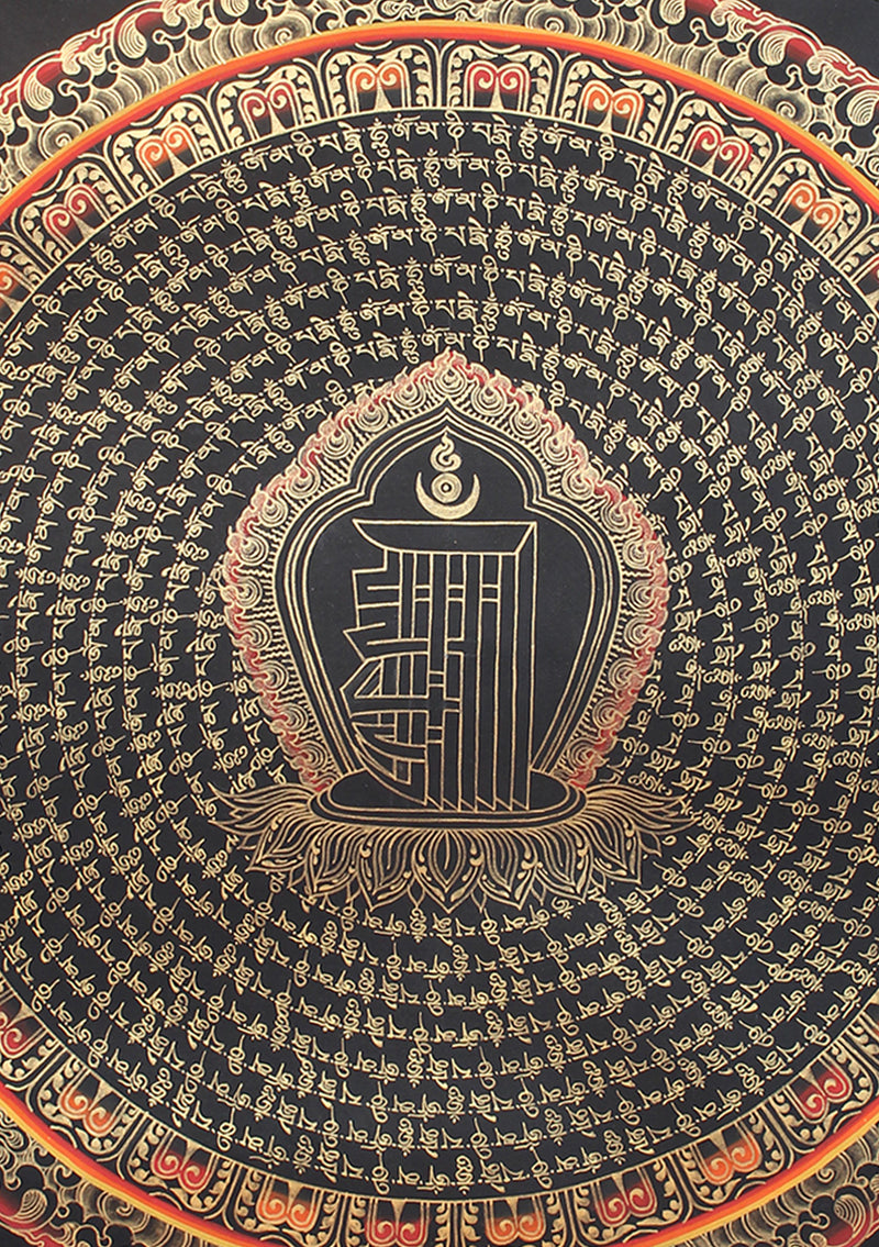 Tibetan Kalachakra 10 Line Mantra Mandala Thangka Painting