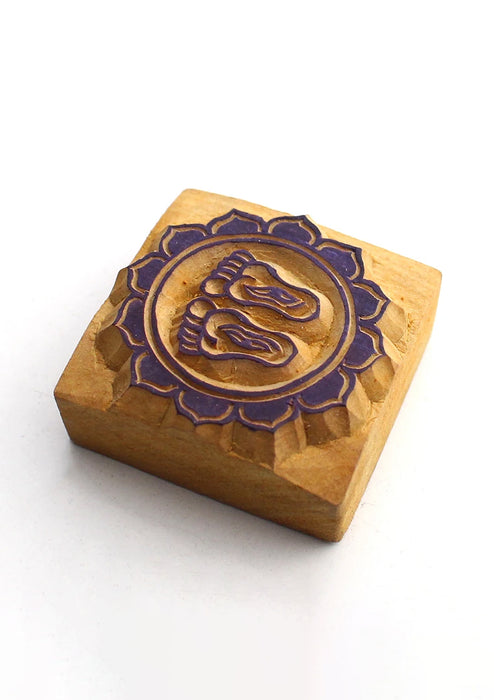 Buddha Footprints Handcarved Mini Wooden Block Print Stamp for Prayer Flags