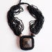 Multi Strand Black Glass Beads Crocheted Tibetan Pendant Necklace - nepacrafts