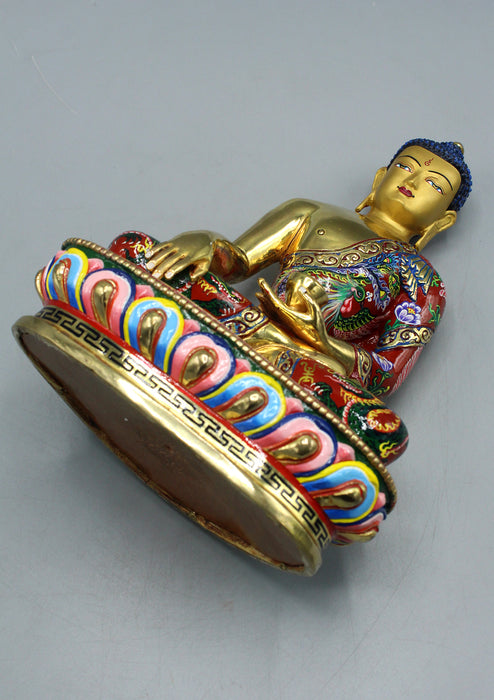 Hand Painted Gold Plated Shakyamuni Buddha Statue