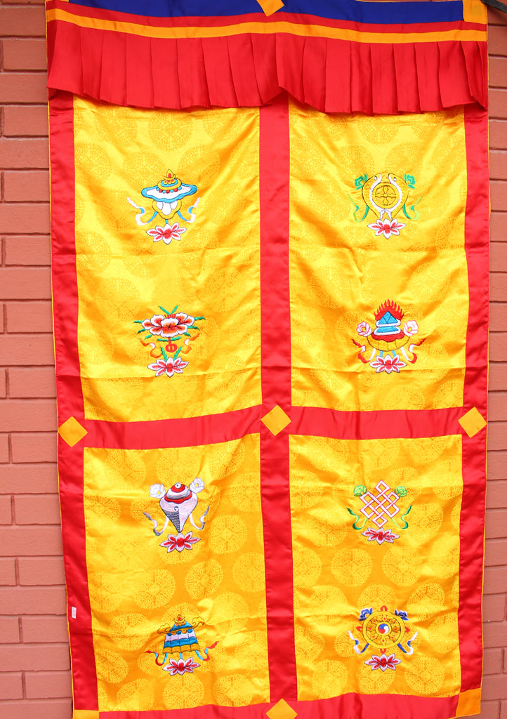 Tibetan Eight Auspicious Silk Door Curtain