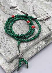 Green Malachite 108 Beads Prayer Mala with Counter - nepacrafts