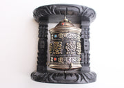 Wooden Framed Tibetan Copper Prayer Wheel Wall Hanging - nepacrafts