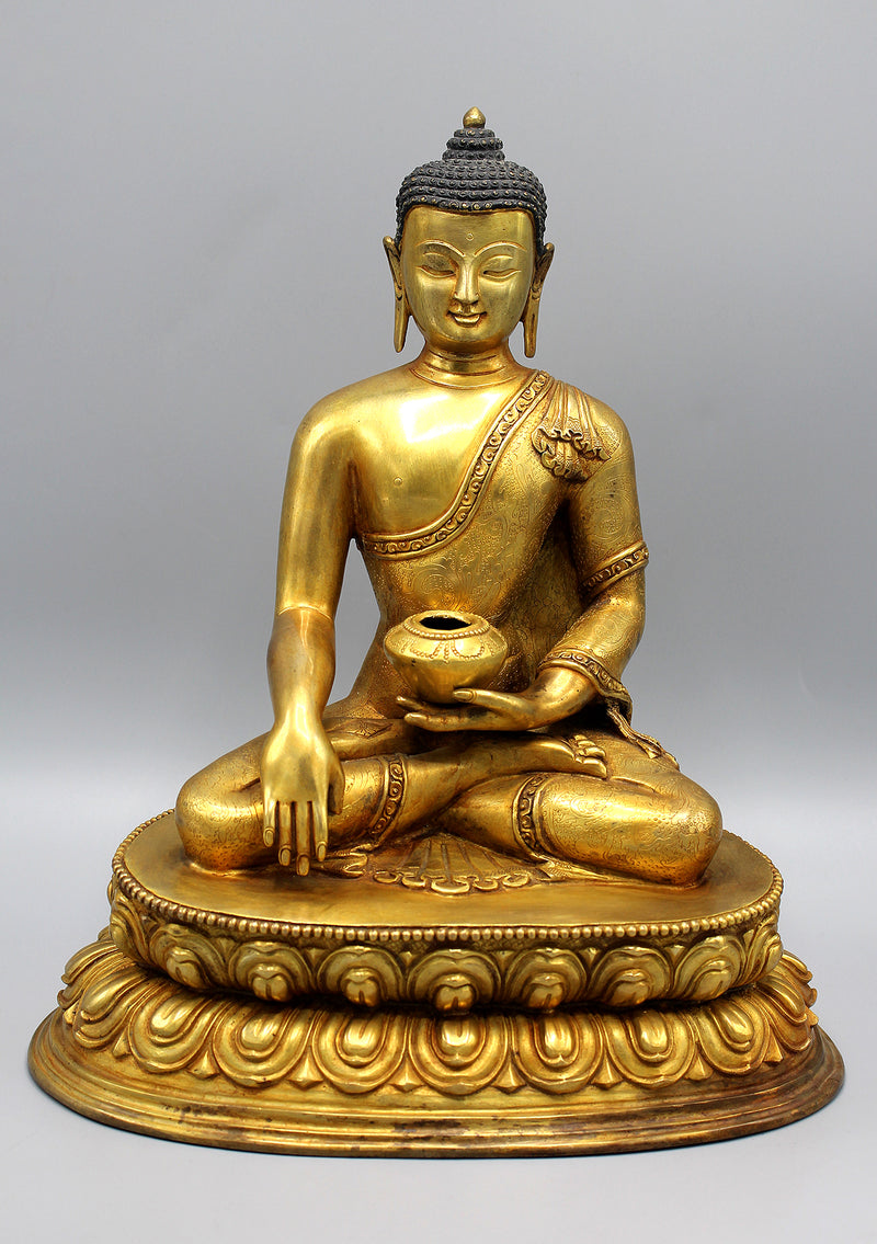 Shakyamuni Buddha Bhumisparsha Mudra Fully Gold Plated Statue