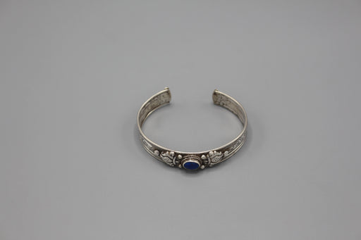 Sterling Silver Tibetan Lapis Inlaid Bracelet - nepacrafts
