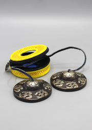 Om Engraved Black Musical Tingsha Cymbals - nepacrafts