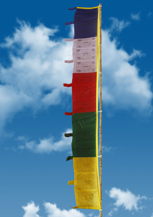 Tibetan Deities Printed Extra Large Vertical Prayer Flags - nepacrafts